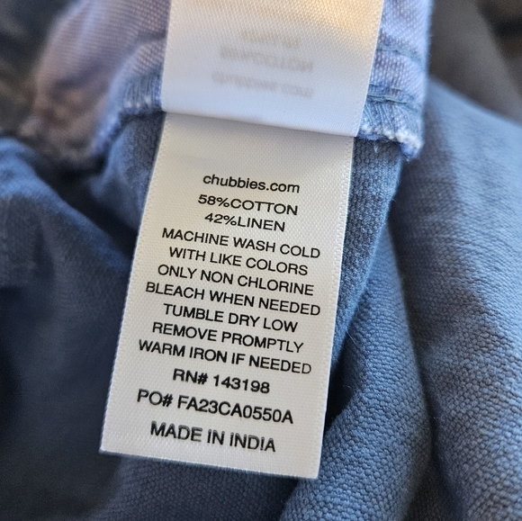 Chubbies Shorts Mens Sz M Blue Aztec Print Cotton Linen Blend Elastic Waist - Picture 11 of 11